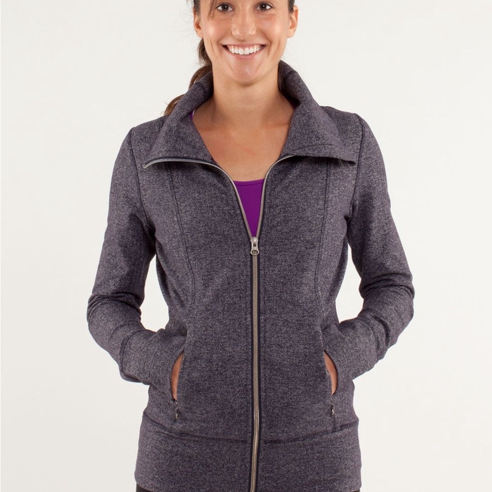 Lululemon Athletica Charcoal Daily Yoga Zip-Up Jacket - size 8